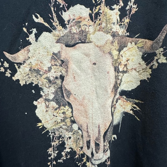 Denim & Supply Ralph Lauren Crop Floral Steer Sweatshirt Crochet Back RARE Med - Picture 3 of 6